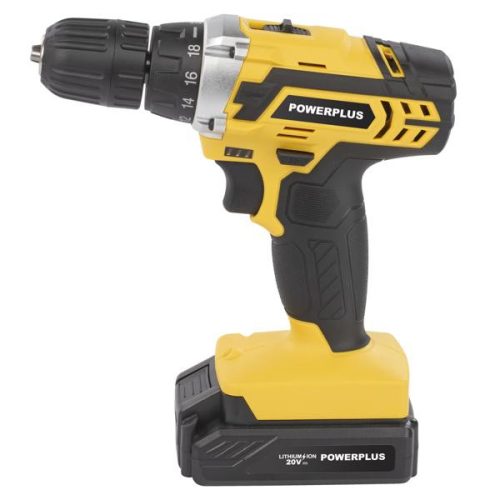 PowerPlus sárga akkus fúró - csavarbehajtó  20V Li-ion 2 akkuval POWX00422