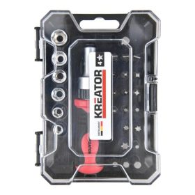   Kreator csavarhúzó és dugókulcs készlet racsnis 27 részes mágneses  KRTH20007