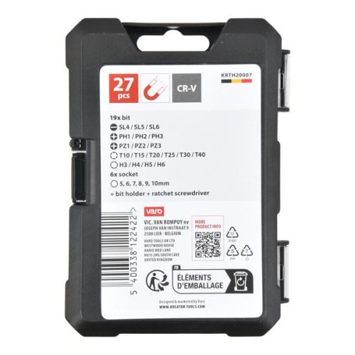 Kreator csavarhúzó és dugókulcs készlet racsnis 27 részes mágneses  KRTH20007