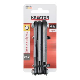   Kreator imbuszkulcs készlet összecsukható, fém tartó, 8db-os  1,5-8mm KRTH21601