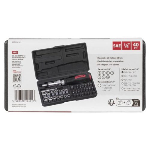 Kreator dugókulcs és bit készlet racsnis 1/4" 40 részes KRTH30101