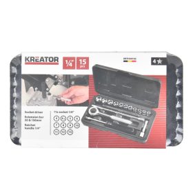 Kreator dugókulcs készlet 1/4" 15 részes KRTH30102