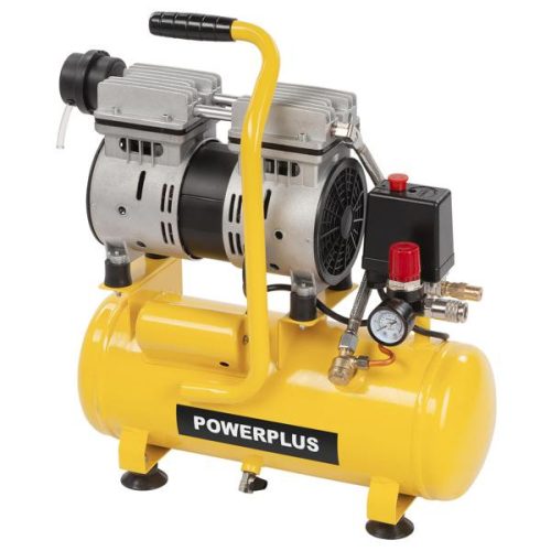 PowerPlus sárga kompresszor 550W Silent 6L olajmentes  POWX17230S