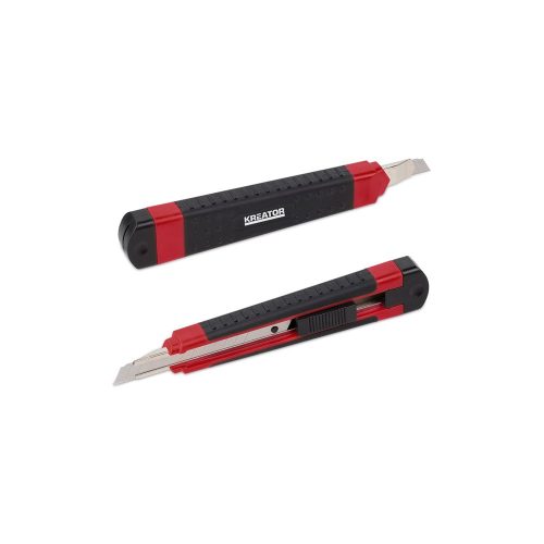 Kreator PVC vágókés 9mm műanyag házas, gumi markolat, piros-fekete KRT000205