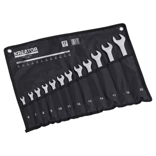 Kreator csillag-villás kulcs készlet 6-22mm 12 részes, szövet tartóban KRT500012 ##