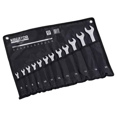 Kreator csillag-villás kulcs készlet 6-22mm 12 részes, szövet tartóban KRT500012 ##