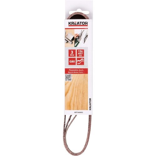 Kreator végtelenített csiszolóvászon 13x457mm P80 3db KRT260002