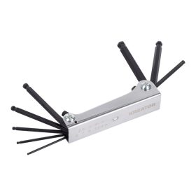   Kreator imbuszkulcs készlet összecsukható, fém tartó, 8db-os  2,5-10mm gömbfejű KRT408102