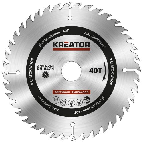 Kreator körfűrészlap 140 mm 40 fog fa  KRT020405
