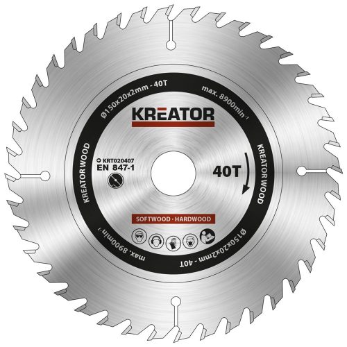 Kreator körfűrészlap 150 mm 40 fog fa  KRT020407