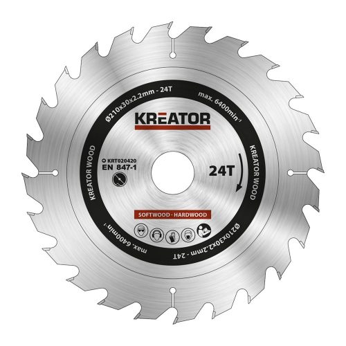 Kreator körfűrészlap 210 mm 24 fog fa  KRT020420