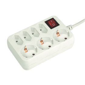   HOME NV 17/WH kapcsolós elosztó 4 euro, 3 földelt 1,5m fehér