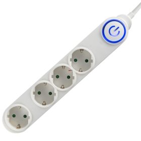   HOME NV 04TK/WH Talpkapcsolós elosztó világító kapcsolóval fehér 1,5m