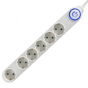   HOME NV 06TK/WH Talpkapcsolós elosztó világító kapcsolóval fehér 1,5m