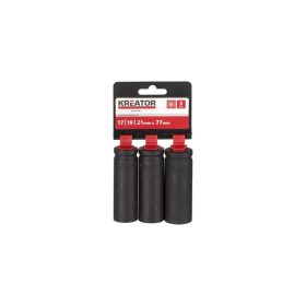   Kreator ütvecsavarozó dugókulcs készlet hosszított 1/2 17,19,21mm x 77mm KRT095200