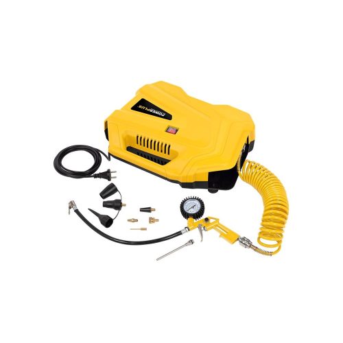 PowerPlus sárga kompresszor 1100W, olajmentes + 11 db tartozék POWX1706