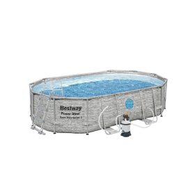   Bestway 56946 fémvázas rattan medence Power Steel Vista Series, 488x305x107 cm, szűrő, létra, ponyva, adagoló (8050188)