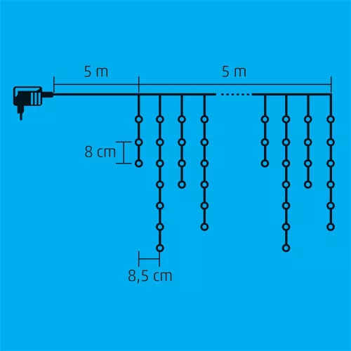 HOME KAF 300L 5M LED-es jégcsap fényfüggöny, sziporkázó, 5 m, IP44, 230 V
