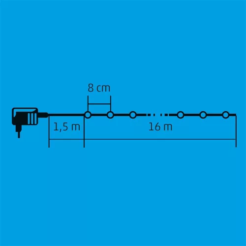 HOME KII 200/WH LED-es beltéri fényfűzér hidegfehér 16 m