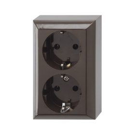   GAO 0510076777 2 férőhelyes földelt csatlakozóaljzat, barna, beltéri kivitel IP 20