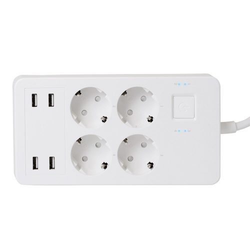HOME NV 4 WIFI smart elosztó 4 aljzat, 4 USB fehér 1,5m