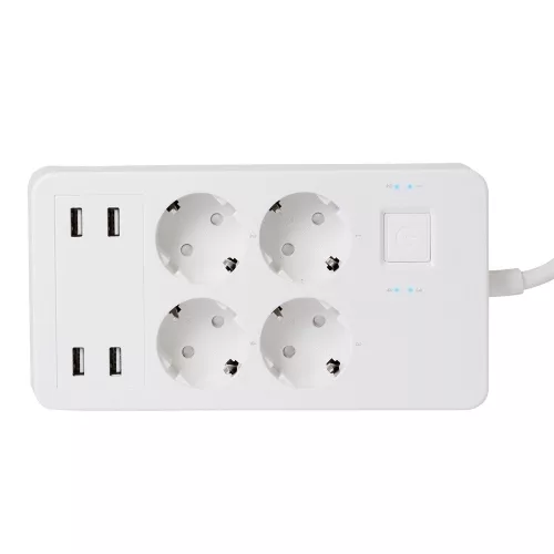HOME NV 4 WIFI smart elosztó 4 aljzat, 4 USB fehér 1,5m