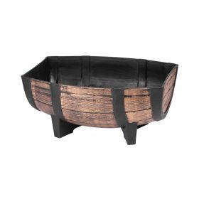   STR Woodeff virágtartó hordó fa hatású, arany 29x41x19 cm (256937)