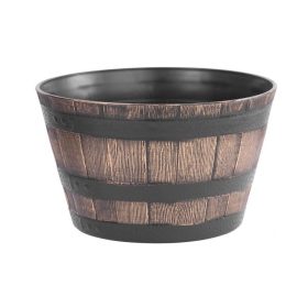   STR Woodeff virágtartó hordó fa hatású, arany 39x28 cm (256939)