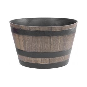   STR Woodeff virágtartó hordó fa hatású, barna 52x30 cm (256940)