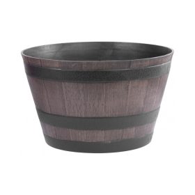   STR Woodeff virágtartó hordó fa hatású, szürke 52x30 cm (256941)