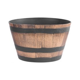   STR Woodeff virágtartó hordó fa hatású, arany 50x30 cm (256942)