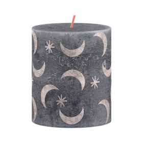   STR Bolsius Slate Blue karácsonyi henger gyertya hold lenyomattal 80/68mm (2172614)